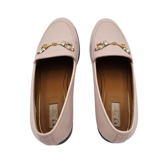 Gucci Jordaan Horsebit Slip On Loafer Pink Leather Crystal Size 38.5 US 8.5 - Picture 6 of 13